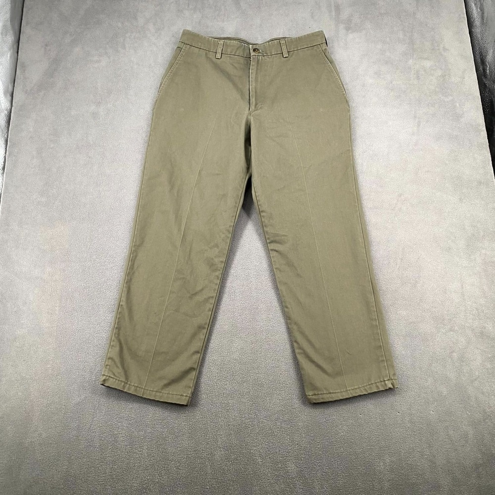 St. John's Bay Chino Pants Mens 32x30 Olive Green Casual Loose Fit Straight Leg